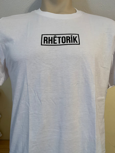RHETORIK Tee (black logo on white shirt) - Large