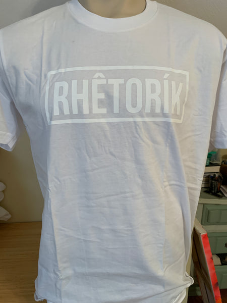 RHETORIK Tee (white logo on white shirt) - Large