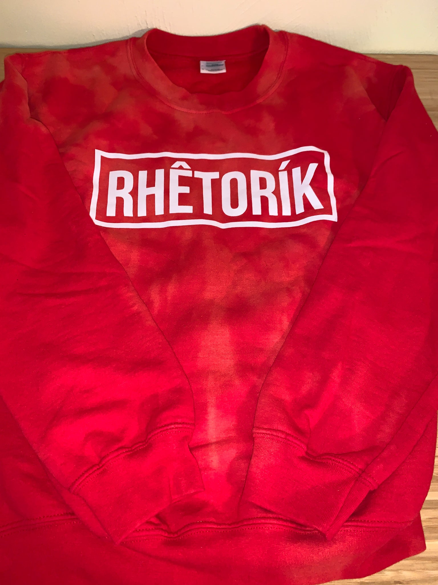 RHETORIK Red Tie-Die 1 of 1 Crew Neck Sweatshirt - ORIGINAL LOGO - Small